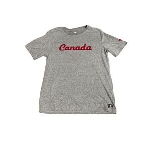 Canadiana XL 14-16 Kid Unisex Gray Short Sleeve Canada Travel‎ Tee Shirt Causal